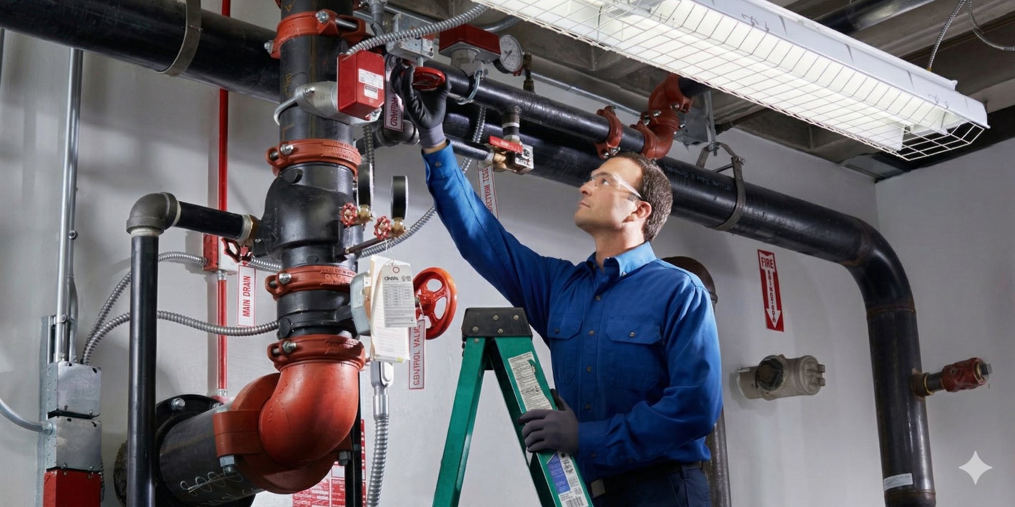 Fire sprinkler riser and control valve inspection